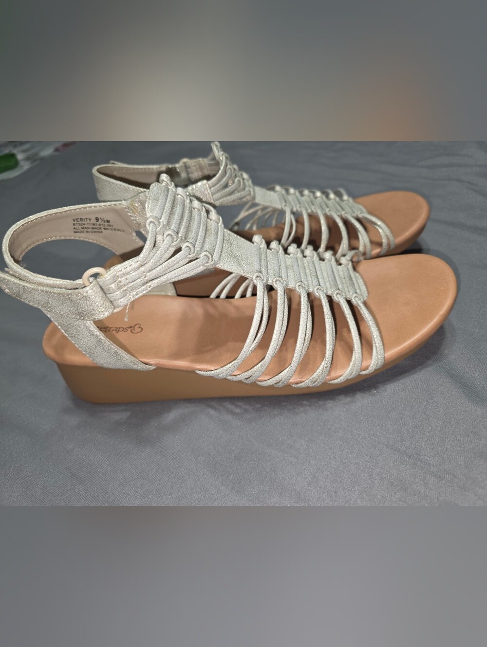 Women's Silver Braided Strappy Sandals